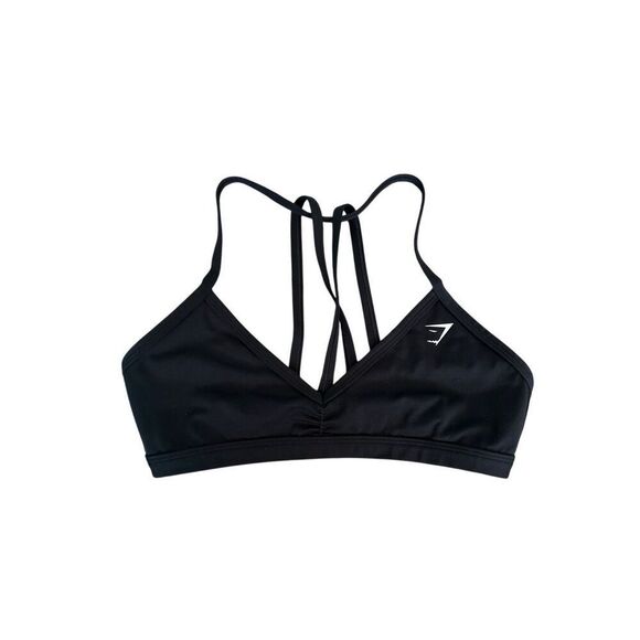 gymshark minimal sports bra M low cut open strappy back light support black - Picture 2 of 6